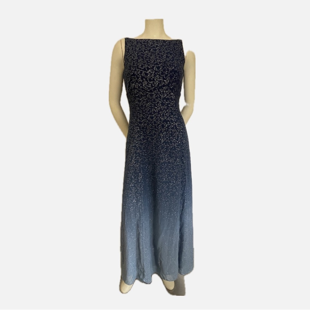 Y2K Formal Navy Blue Ombré Sleeveless Dress